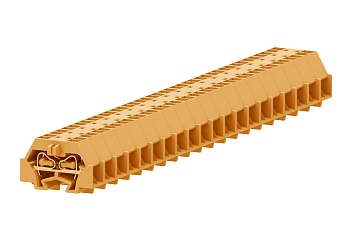 Клемма мини 240352 - Мини клемма, боковой подвод кабеля, 4 точки подключения в клемме, тип фиксации провода: пружинный, номинальное сечение: 1,5 мм кв., 18A, 400V, цвет: оранжевый, тип монтажа: DIN15