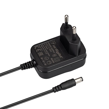 Блок питания ARDV-5-5BW (5V, 1A, 5W) 034845 - Сетевой адаптер с гальванической развязкой для светодиодных изделий 5 В (черный корпус). Мощность 5Вт. Вход:100-240VAC, Выход: DC5V 1A, длина кабеля 1.5м коннектор 5.5x2.1x10мм. Размер 58x37x24 мм (размер без 