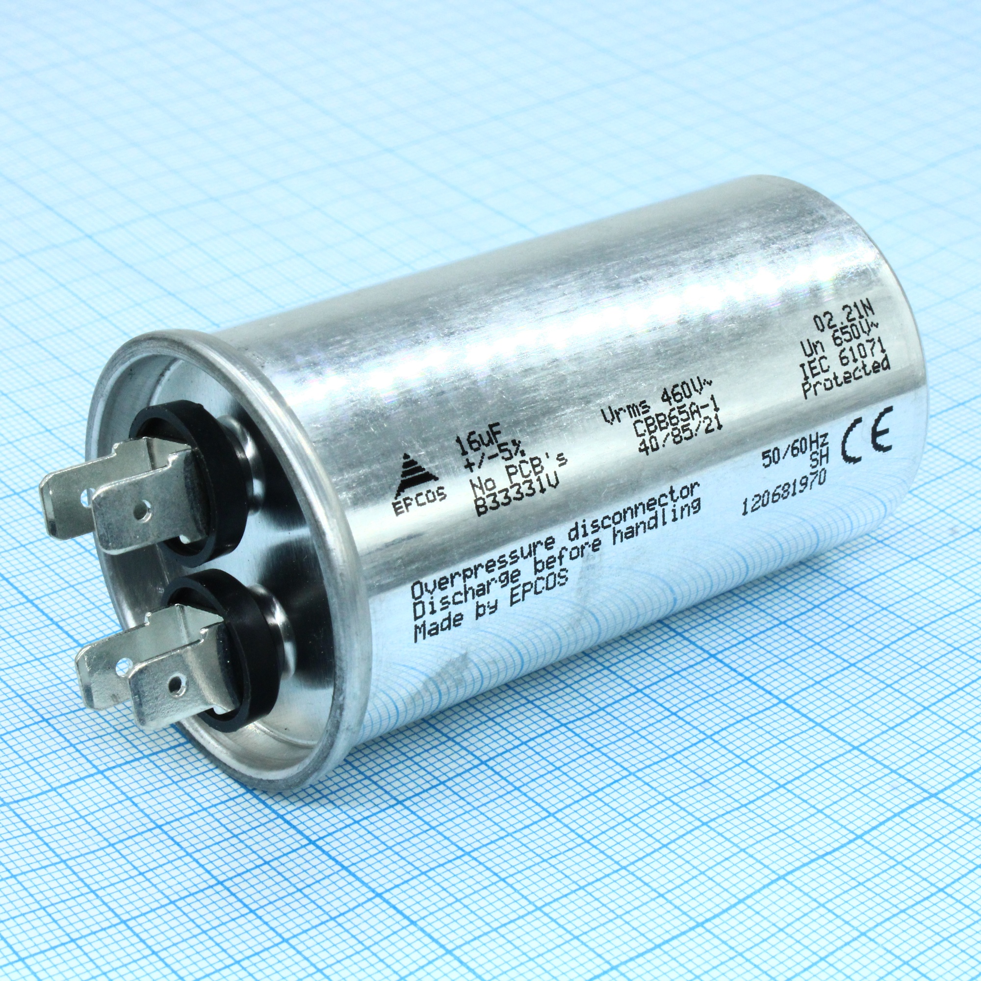 B33331V7166J080 - Конденсатор металлоплёночный полипропиленовый 16мкФ ±5% 460VAС радиальный