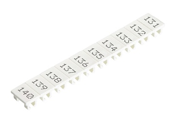 Шильдик 9705A/5/10 B  131-140 - Маркировка для клемм сечением 2,5 мм.кв., шириной 5 мм, 10 шильдиков, белая, нанесенные знаки: 131 – 140