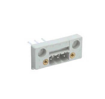 Вилка Wiecon 8213 S / 3 DFWW - Вилочный разъем, в панель, с монтажными фланцами шаг 5,08 мм, 3 полюса, номинальное сечение: 1 мм кв., фиксация провода пайкой, 400V, 6,5А, без маркировки, цвет: серый, серия 8213 DFWW