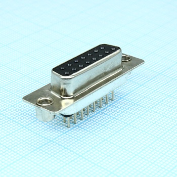 DS1034-15FBNSI26 - Разъем D-Sub, розетка на плату 15 контактов вертикальный / чёрный с гайкой 4.0мм
