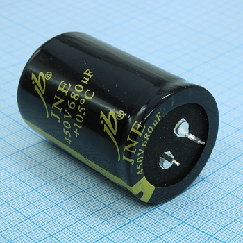 JNE2W681M10003500500 - Конденсатор алюминиевый электролитический с защелкиваемыми выводами 680мкФ 400В ±20% (35 X 50мм) выводы 10мм 2000час 105°С