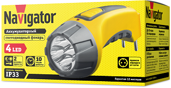 Фонарь аккумуляторный 94 951 NPT-CP03-ACCU 4LED аккум. 4В 500мА.ч прямое ЗУ пластик. 94951