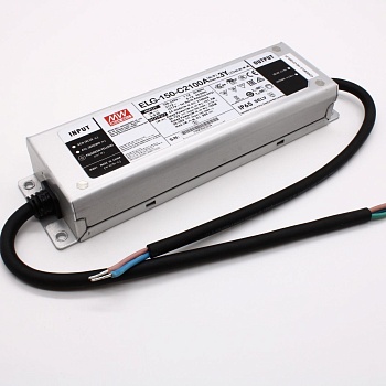 ELG-150-C2100A-3Y - AC-DC, 151.2Вт, IP65, вход 100…305В AC, 47…63Гц/142…431В DC, ККМ, выход 36…72В/2100мА, рег. тока 50...100%, изоляция 3750В AC, в кожухе 219х63х35.5, -40…+70°С, провод заземления