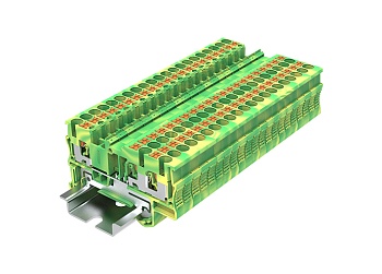 Заземляющая клемма TP2.5-3-PE - Заземляющая клемма, 3 точки подключения, push-in, номинальное сечение: 2,5 мм кв., ширина: 5,2 мм, цвет: желто-зеленый, тип монтажа: DIN 35