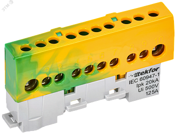 TEKFOR Шина PE земля изолированная на универсальном держателе 8х12-10-ЖЗ IEK TF-NN20-10-KL-K52