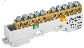 TEKFOR Шина PE земля неизолированная на универсальном держателе 6х9-10-Ж IEK TF-NN10-10-DL-K05