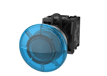 Кнопка грибовидная (синяя) TS2523-0FM40-S20 - Кнопка грибовидная, без блокировки, LED AC/DC 24V, алюминиевое переднее кольцо, с мгновенным нажатием, с контактной группой 2NO, диаметр головки кнопки 40 мм, диаметр посадочного отверстия: 22 мм, цвет: синий