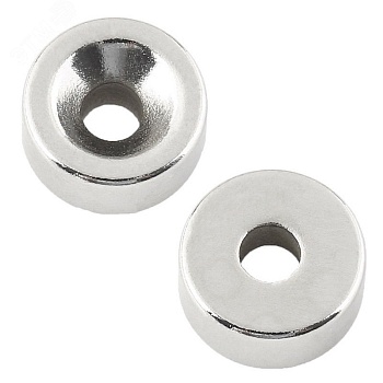 Неодимовый магнитный диск 20х5 мм с зенковкой 10х4,5 мм (упаковка 2 шт.) 72-3603 - Магнит неодимовый