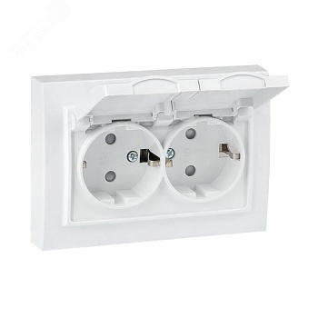 Розетка 2-м СП Минск 16А IP44 с заземл. защ. шторки с крышкой бел. ERR16-129-200-44