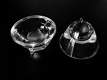 AJS45DRGBW5G - Линза круглая специализированная для светодиодов RGBW  3535/3030/5050/7070/XML,  эфф=93%, ~5°,  D=45mm  H:26,4mm, PC+PMMA