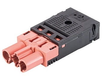 Разъем GST18i3F S2 ZR1 RT03 - Вилочный разъем на кабель диам. 7,8 - 10,3 мм, 3 полюса, пружинная фиксация, номинальное напряжение: 250V, номинальный ток: 20A, цвет корпуса: черный, цвет контактной вставки: розовый, серия gesis GST18i3
