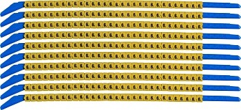 brd333206 - SCNG-13-6 клипсы жёлтые, 300шт/упак, для провода 3,4-3,8мм диаметра, легенда 6