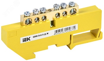 Шина PE "земля" на DIN-изоляторе ШНИ-6х9-6-Д-Ж YNN10-69-6D-K05