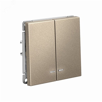 Выключатель 2-кл. ArtGallery (сх. 5а) 10AX с подсветкой механизм шампань SE GAL000553