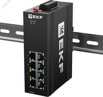 Промышленный управляемый коммутатор уровня L2 ML2-8GT, 8 портов 10/100/1000Base-T(X) RJ45, монтаж на динрейку TSX EKF