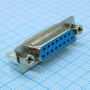 DS1034-15FUNSI44 - Разъем D-Sub, розетка на плату 15 контактов вертикальный / синий