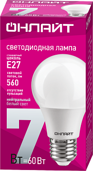 Лампа светодиодная 71 648 OLL-A60-7-230-4K-E27 7Вт грушевидная 4000К нейтр. бел. E27 610лм 220-240В 71648