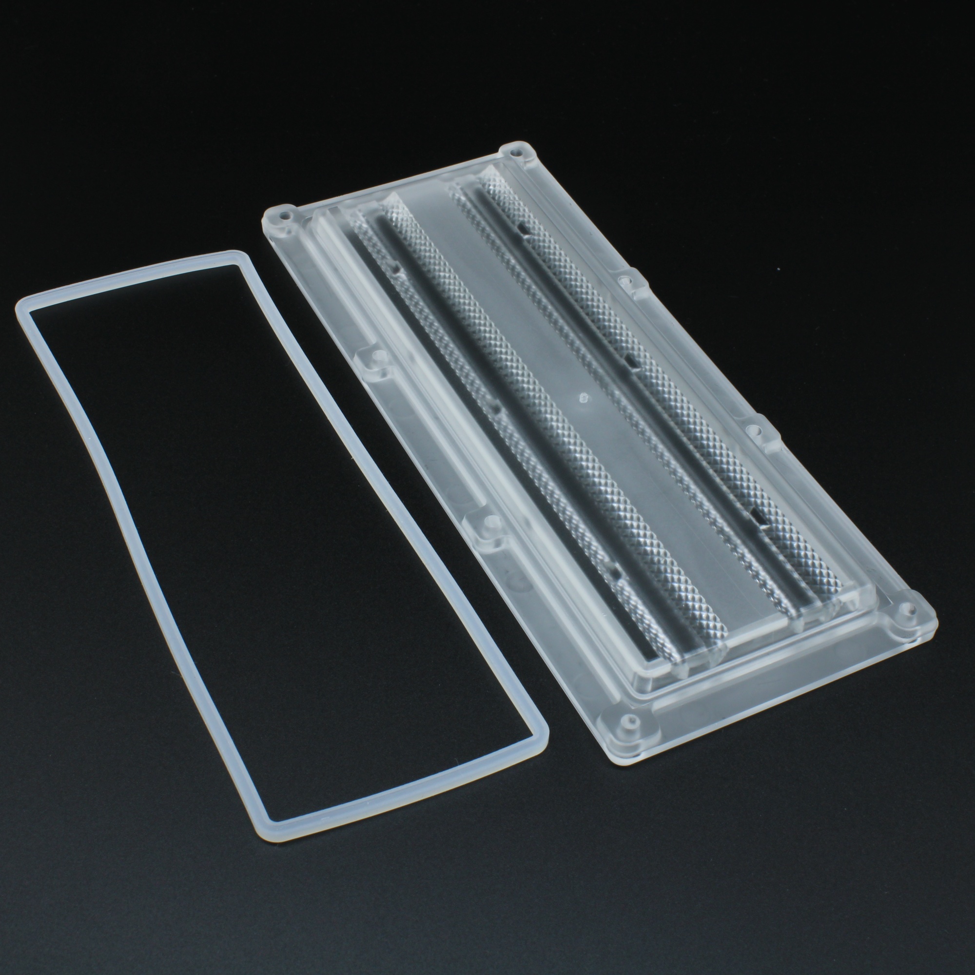 ALHB173DXXLED60G - Групповая прямоугольная линза 2x6 на 12/24/48/64 светодиода 5050/3030/2835, эфф=90%, ~60°, 173x71.4mm   H:10,38mm, PMMA