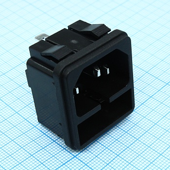 L-KLS1-AS-301-12 - Разъем 220В вилка на блок, 3 контакта, с предохранителем крепление защелка