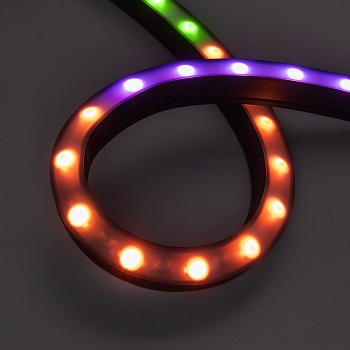 Грейзер DMX THOR-3D-F24-25x27mm 24V RGBW-White6000 (24 W/m, IP65, 1m, wire x2) 045266 - Грейзер серии THOR, сечение 25?27 мм. Светодиоды SMD 3535 24 шт/м. Цвет свечения RGB+ХОЛОДНЫЙ БЕЛЫЙ (6000К), входной сигнал DMX512 (микросхема UCS512H4L, 4 пикселей/ме