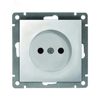 Розетка одноместная UNIVersal серия Афина б/з, с/у, 16А, 220В, серебро (еврослот), механизм A0022-S