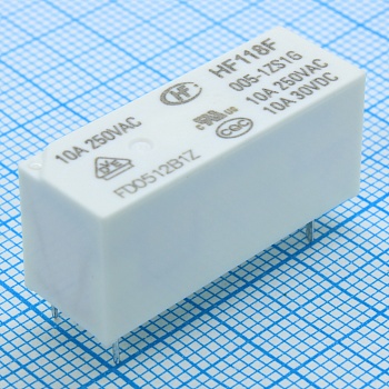 HF118F/005-1ZS1G - Реле силовое 8А одна группа на переключение катушка 5В 0.22Вт