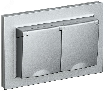 Розетка 2-м СП BRITE РСбш12-3-44-БрА 16А в сборе IP44 с крышкой алюм. BR-R26-16-44-K47-F