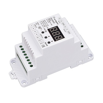 Декодер SMART-K23-DMX512-DIN (12-24V, 3x6A) 027126 - Декодер DMX512 для трансляции DMX512 сигнала ШИМ(PWM) устройствам. Питание 12-24VDC. 3 канала, ток нагрузки 3x6A, мощность нагрузки 216-432W. Входной сигнал DMX512, выходной сигнал ШИМ(PWM). Цифровой ди