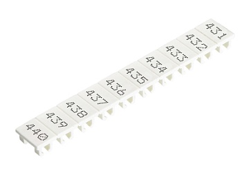 Шильдик 9705A/5/10 B  431-440 - Маркировка для клемм сечением 2,5 мм.кв., шириной 5 мм, 10 шильдиков, белая, нанесенные знаки: 431 – 440