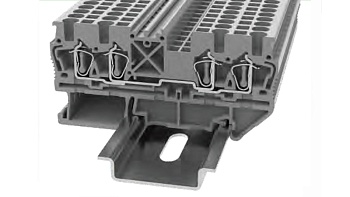 Проходная клемма STB2.5-QU-01P-11 - Проходная клемма, 4 точки подключения, тип фиксации провода: пружинный, номинальное сечение: 2.5 мм кв., 24A, 800V, ширина: 5,2 цвет: серый, втычная перемычка, тип монтажа: DIN35
