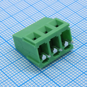 GT128-5.0-03P-14-00 - Винтовой клеммный блок c рельефной обоймой, 3 контакта шаг 5.0мм зеленый