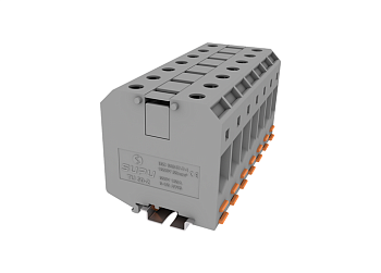 Проходная клемма TU50-2-GY - Проходная клемма, тип фиксации провода: винтовой, номинальное сечение: 50 мм кв., 150A, 1000V, ширина: 20,4 мм, цвет: серый, тип монтажа: DIN 35