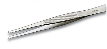 150SAD - Cпециальная нержавеющая сталь, не магнитятся. Прямой пинцет для работы с чипами, с насечками на зажимах. Для захвата мелких цилиндрических компонентов, 120 мм, 13 гр