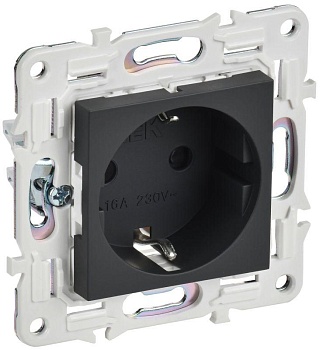 SKANDY Розетка с заземлением с защитными шторками 16А безвинтовое крепление SK-R06G графит IEK SK-R14-16-1-K53