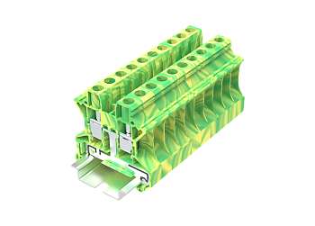 Заземляющая клемма TU6-2-PE - Заземляющая клемма, тип фиксации провода: винтовой, номинальное сечение: 6 мм кв., ширина: 8,2 мм, цвет: желто-зеленый, тип монтажа: DIN 35