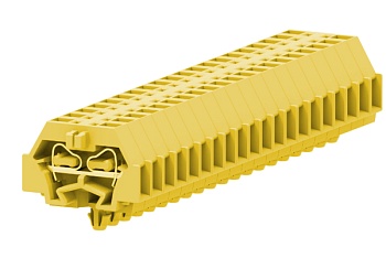 Клемма мини 242315 - Мини клемма, боковой подвод кабеля, 2 точки подключения в клемме, тип фиксации провода: пружинный, номинальное сечение: 4 мм кв., 24A, 630V, цвет: желтый, тип монтажа: защелки в панель