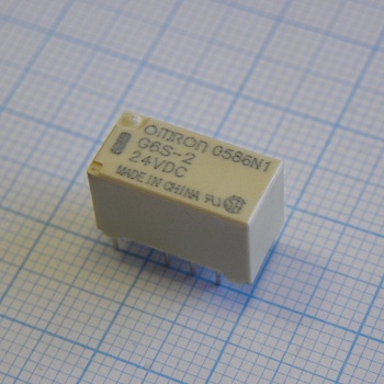 G6S-2-24DC - Сигнальное реле 2А 2 группы на переключение (DPDT) катушка 24В (14.8х7.3х9.2мм) монтаж в отверстие
