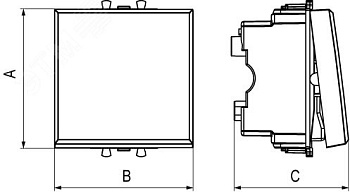 Кнопка одноклавишная модульная, "Avanti", "Черный квадрат", 2 модуля 4402152