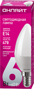 Лампа светодиодная 71 629 OLL-C37-6-230-4K-E14-FR 6Вт свеча 4000К нейтр. бел. E14 470лм 220-240В 71629