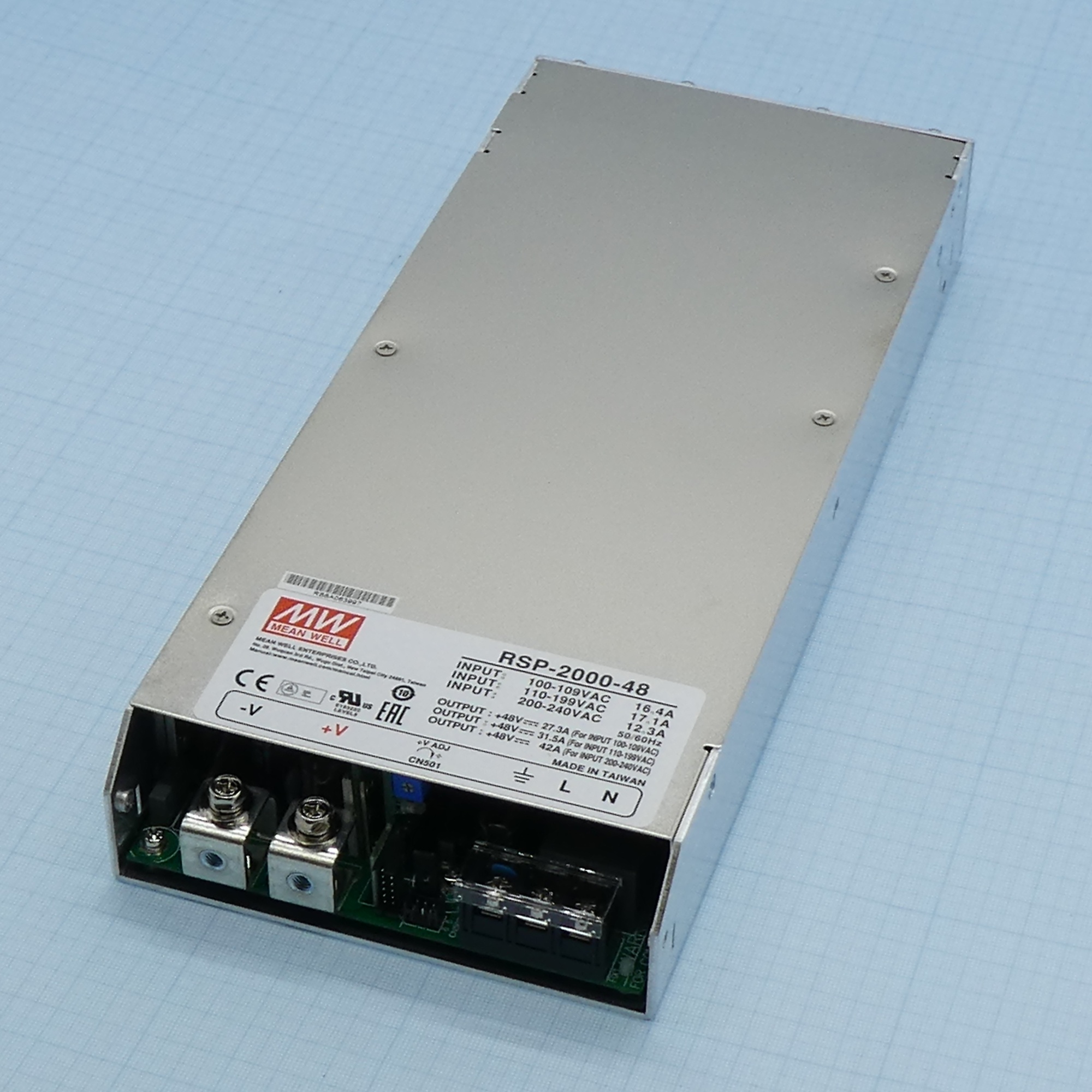 RSP-2000-48 - AC-DC, 2016Вт, вход 90…264V AC, 47…63Гц /127…370В DC, выход 48В/42A, рег. вых 42…56В,  изоляция 3000В AC, в корпусе 295х127х41мм, -35…+70°С
