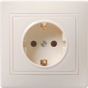 Розетка 1-м СП Кварта РС10-3-ККм 16А IP20 с заземл. без защ. шторок крем. ERK14-K33-16-DM