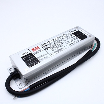 ELG-150-C1400A-3Y - AC-DC, 149.8Вт, IP65, вход 100…305В AC, 47…63Гц/142…431В DC, ККМ, выход 54…107В/1400мА, рег. тока 50...100%, изоляция 3750В AC, в кожухе 219х63х35.5, -40…+70°С, провод заземления