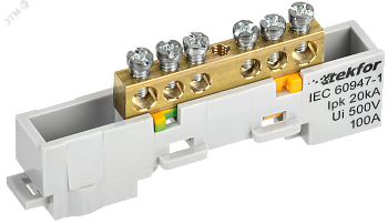 TEKFOR Шина PE земля неизолированная на универсальном держателе 6х9-6-Ж IEK TF-NN10-06-DL-K05