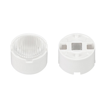 Линза ARL-PM585-U1555-D20xH12-HW 032886 - Одиночная линза со съемным холдером белого цвета для светодиодов SMD: 2525, 2835, 3030, 3535, 5050. Угол обзора: вертикальный 15°, горизонтальный 55°, прозрачная микропризма. Материал PMMA. Диаметр 19.5 мм, высота