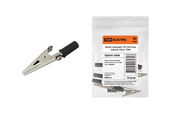 Зажим "крокодил" ЗК 15А 53мм черный (10шт) SQ0541-0008