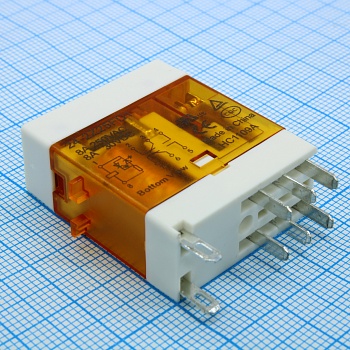 HF157F/024-2Z25FD1 - Реле силовое 8А две группы на переключение с LED и кнопкой катушка 24В