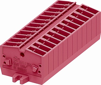 Клемма мини 254309 - Мини клемма, верхний подвод кабеля, 2 точки подключения в клемме, тип фиксации провода: пружинный, номинальное сечение: 2,5 мм кв., 24A, 800V, цвет: розовый, тип монтажа: монтажные фланцы