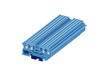 Проходная клемма 215902 - Проходная клемма, TA1.5, 4 точки подключения, тип фиксации провода: пружинный, номинальное сечение: 1,5 мм кв., 18A, 800V, ширина: 4 мм, цвет: синий, тип монтажа: DIN 35